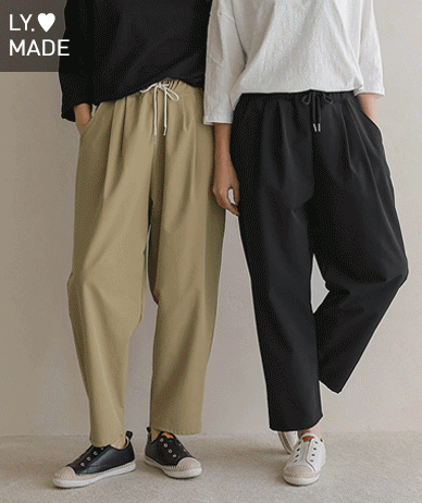 [特价20%] 尼龙两针褶裥棉质宽松裤
