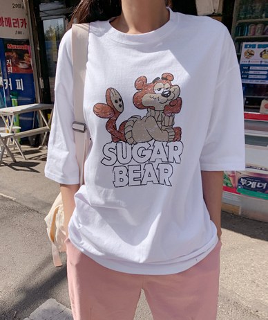 Sugar Bear印花短袖T恤