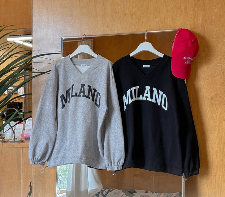 [Special Sale 20%] Milano Printing V Letter 串加绒运动衫