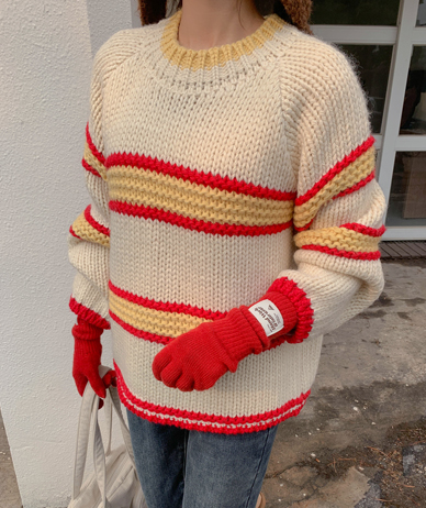 Meniz 同色针织单排扣羊皮大衣