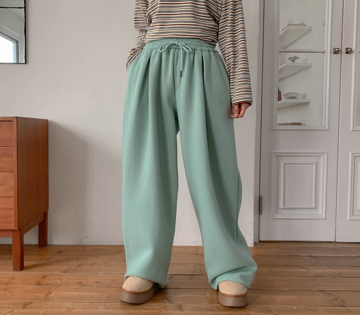 【男女通用】深褶裥羊皮阔腿训练裤