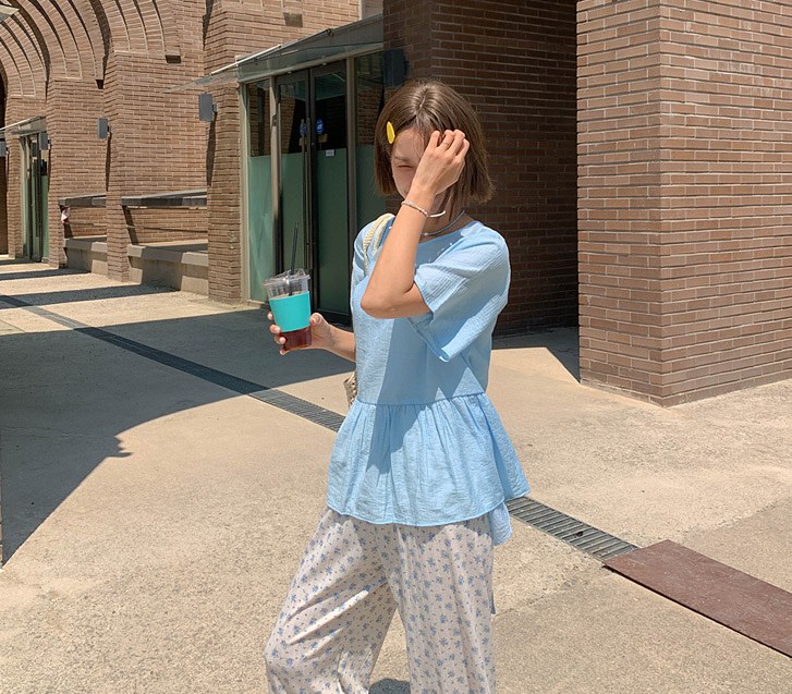 Poles 尼龙褶皱短袖女式衬衫