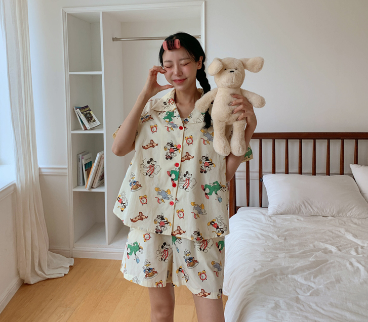 梦幻米奇翻译睡衣短裤睡衣套装