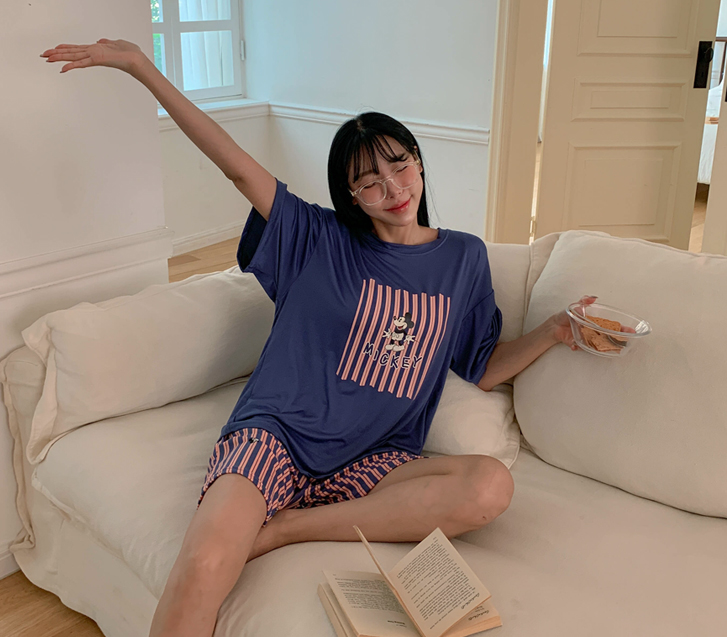 艺术米奇短袖短裤睡衣套装