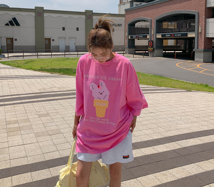【男女通用】香草锥兔颜料短袖长袖T恤