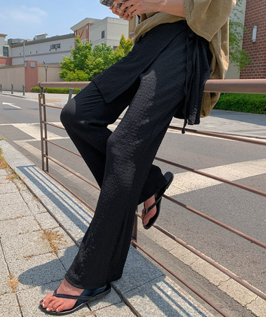 夏季去皱纹裹身裙微喇裤套装