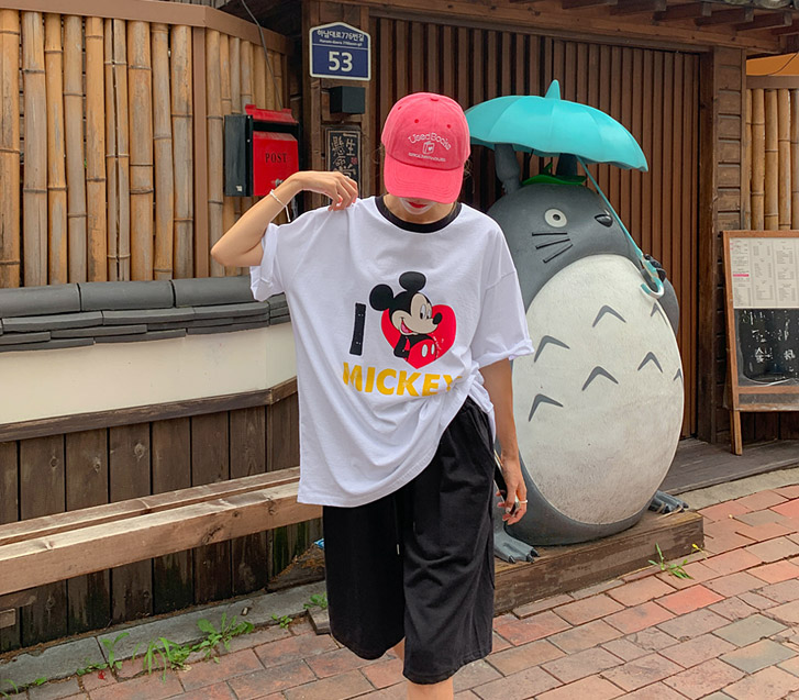 【9折特卖】I Love Mickey 配套短袖T恤