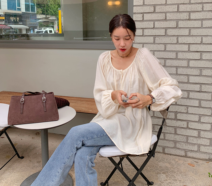 Claire 褶皱女式长袖衬衫