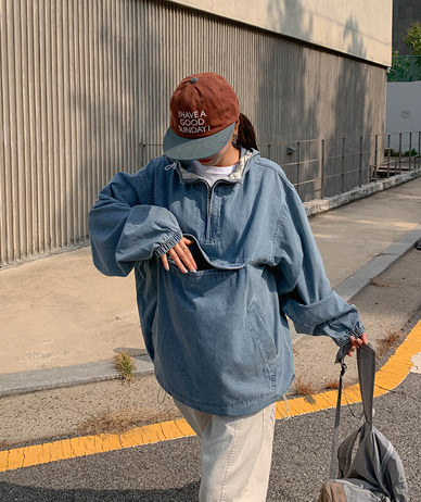 [男女通用] Neta 水洗口袋牛皮半拉链防寒服