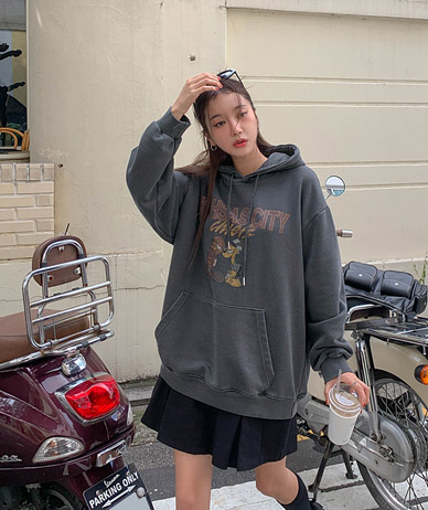 【男女通用】城市染颜料水洗带帽子T恤