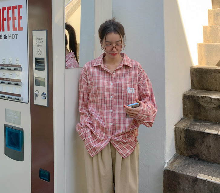 纸补丁 格子 格子补丁 衬衫