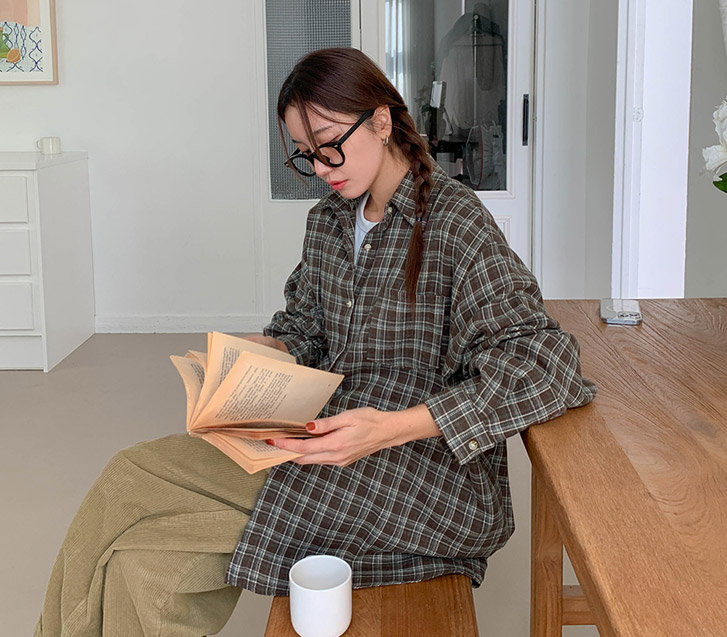 ger 大格纹 宽松款口袋衬衫 衬衫