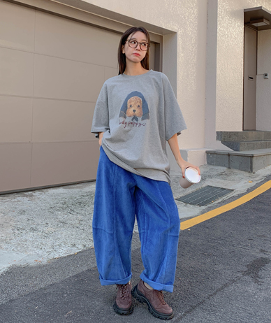 灯芯绒衬里，松木灯芯绒阔腿裤