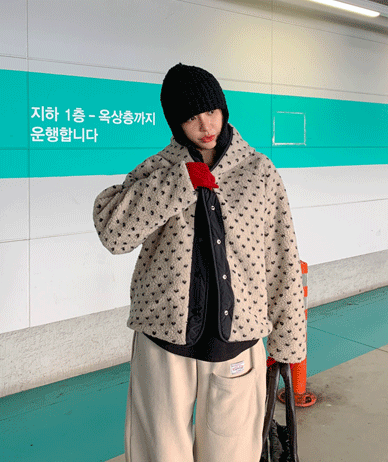 爱心圆圆翻滚双面卫衣羽绒服外套