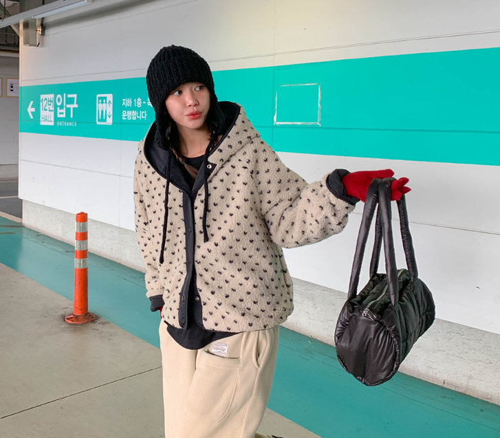 爱心圆圆翻滚双面卫衣羽绒服外套