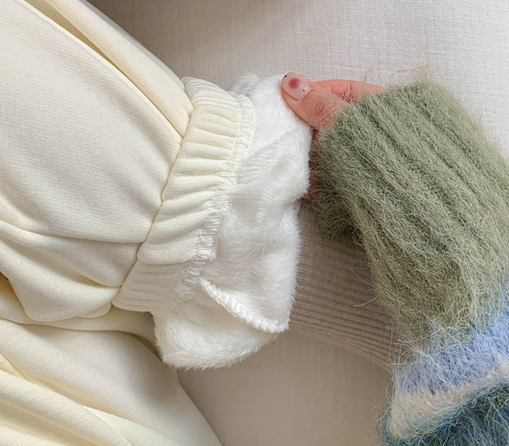 Bebe 皮草大衣加绒慢跑训练裤