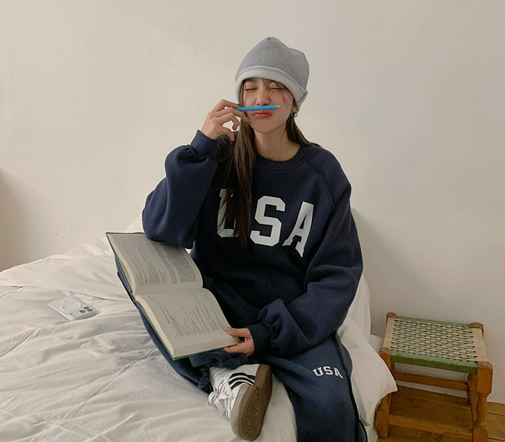 美国印花双排扣抓绒衫，deki，女装