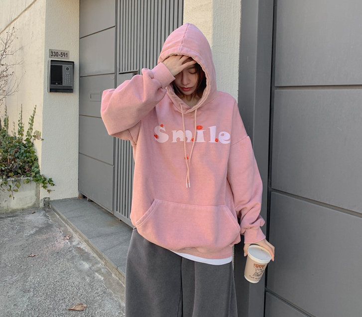 [男女通用] Pixel Smile Nayeom Pigment 加绒带帽T恤