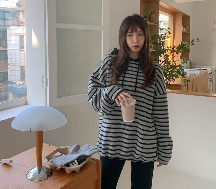 带柄外层抓绒斜纹长袖帽子T恤