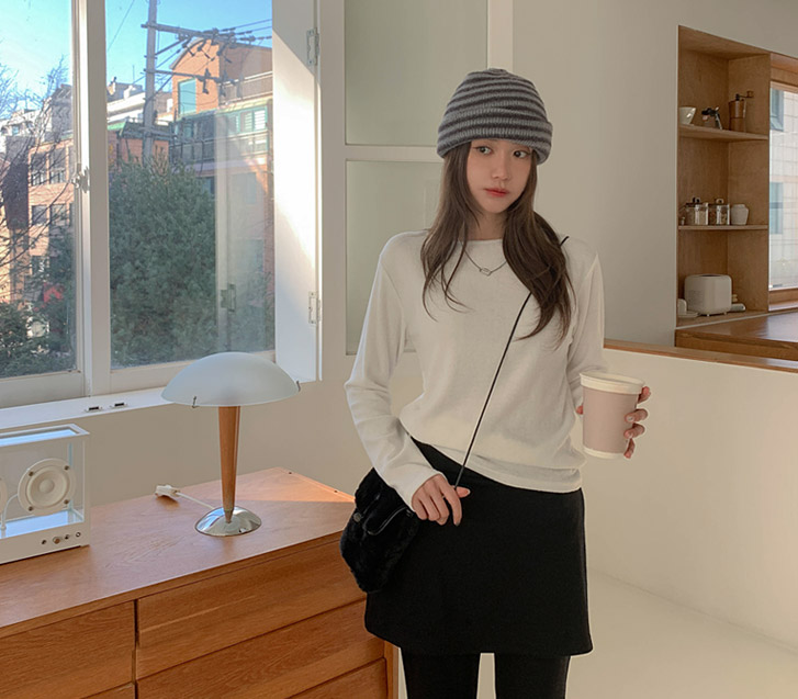 兔子图案外层抓绒内衬长袖T恤