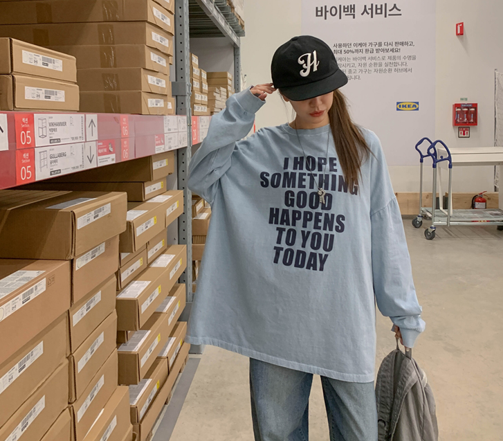 钢染颜料长袖T恤