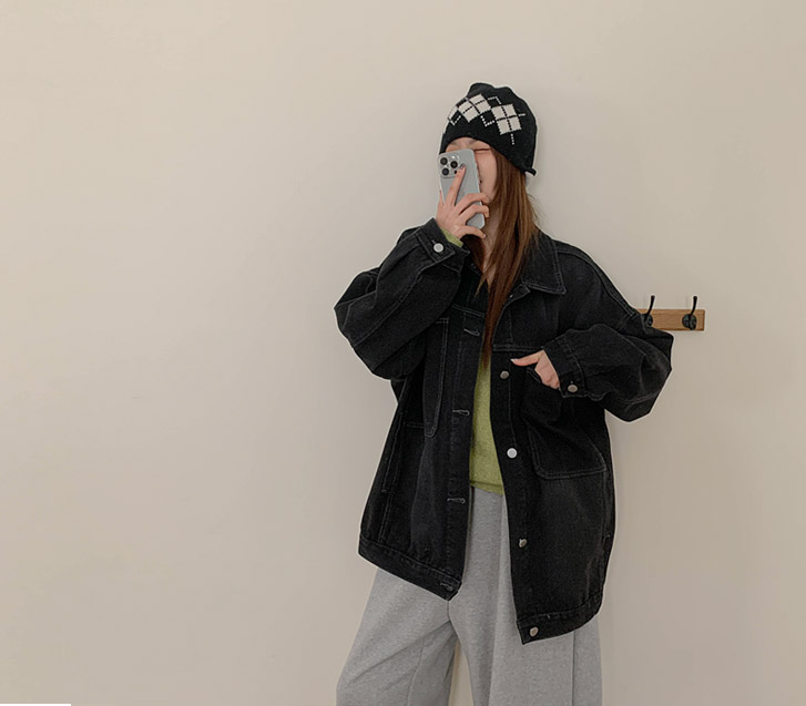 森缝口袋流行款牛仔色裙子