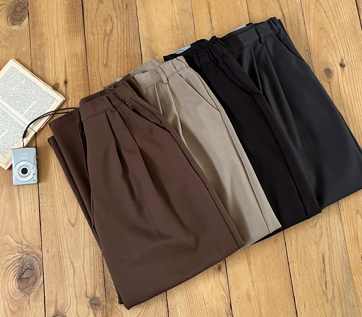 男爵褶裥侧边宽裤(短款/长款)