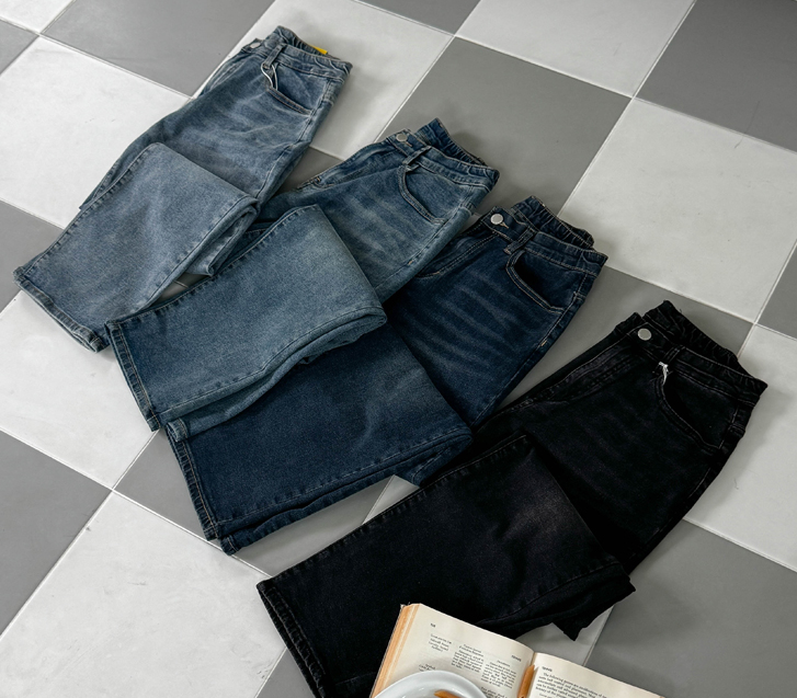 Melly 牛仔色松紧带宽松裤 (短/基本/长款ver)