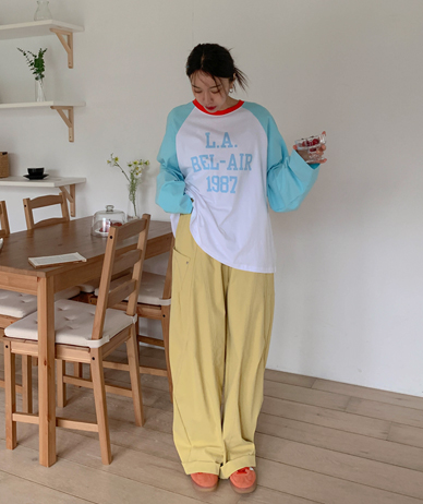 Weir弹力松腹股沟带卷边宽排气裤