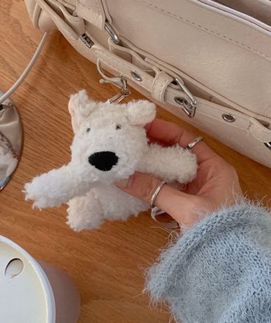 白色小狗钥匙扣