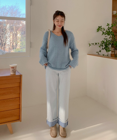 Shoni 双色纯棉阔腿裤