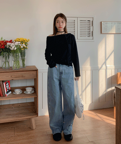 Robin Snap Pintuck Bijou 牛仔阔腿裤（短款/基本款/长款）