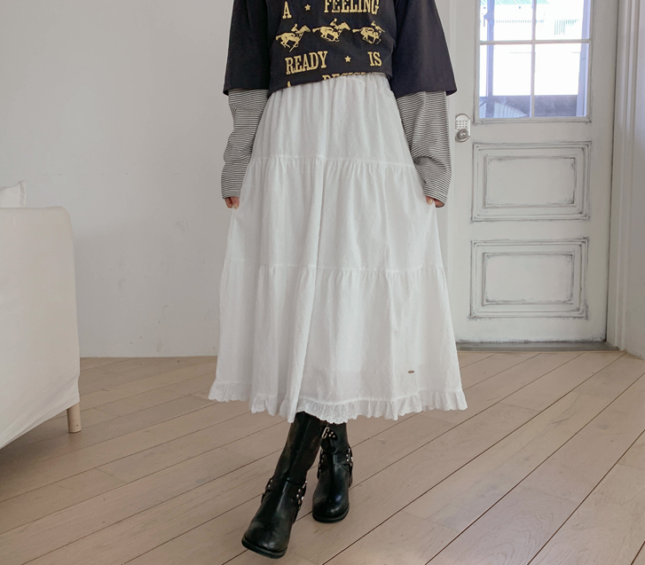 Lauren 层叠皱点提花长袖