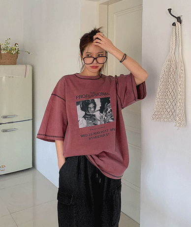 【男女通用】Matil 印花颜料短袖长款T恤