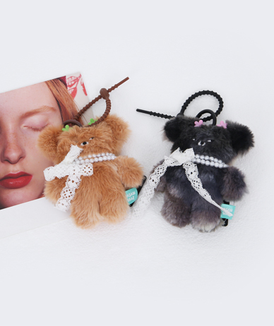 芥末熊丝绸钥匙扣