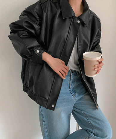 Bi-ling哑光皮革外套