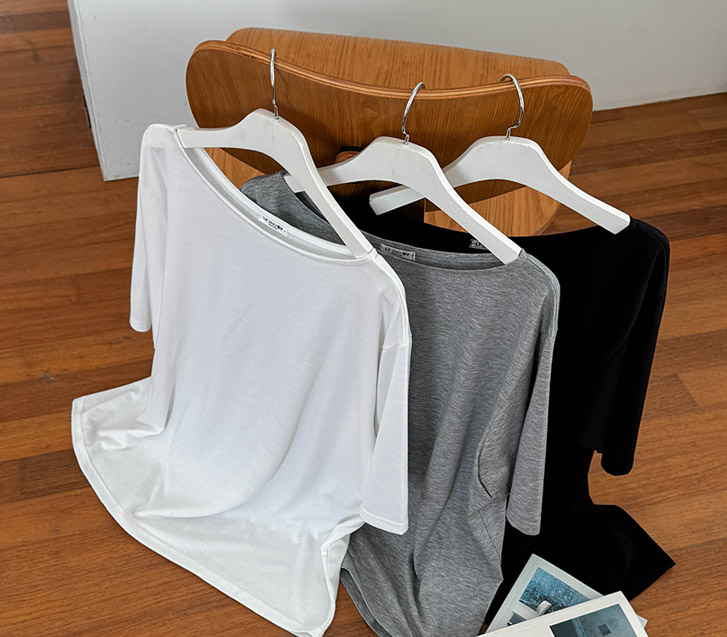 日光色船领短袖T恤