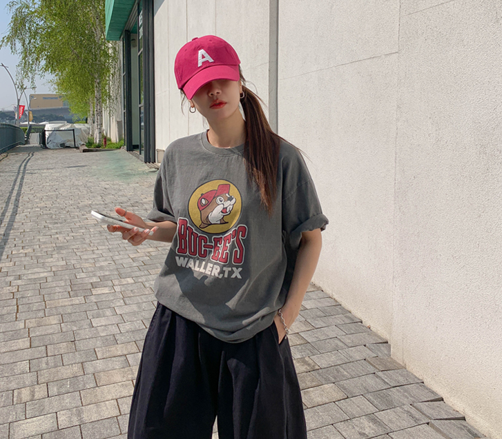 海狸印花颜料短袖T恤