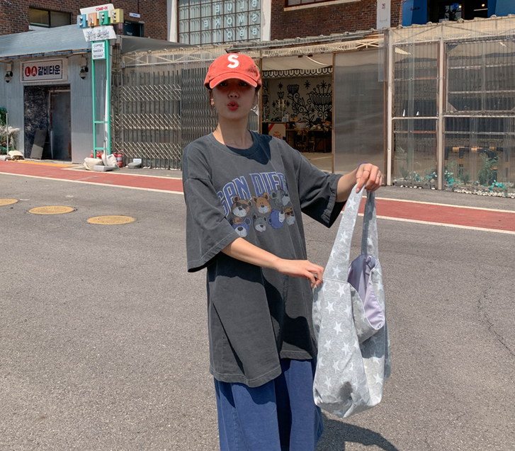 【男女通用】沙熊印花颜料短袖长袖T恤