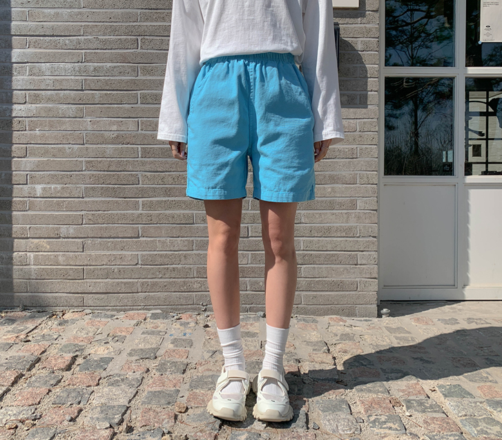 牛津松木腰带短裤