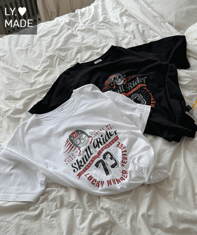 [Unisex] Skull 骑士皮夹克印花 Yamatsu 短袖T恤衫