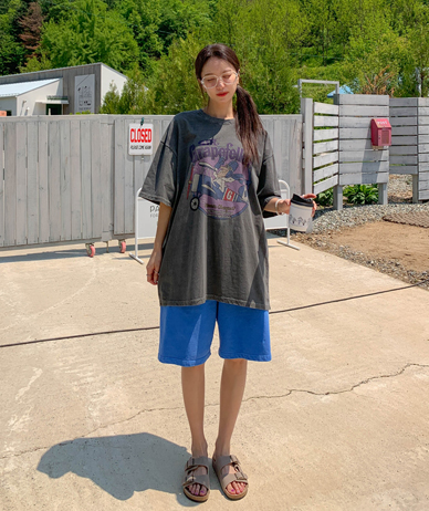 【男女通用】飞机印花颜料短袖长袖T恤
