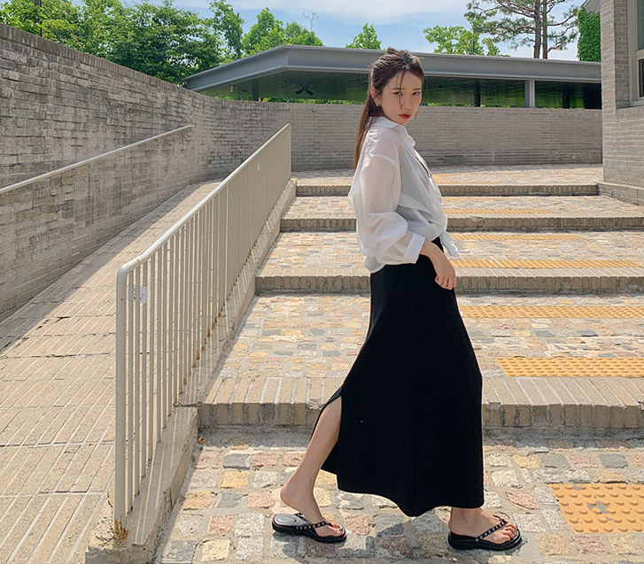 Annyu 贴身背部开口松紧带长袍