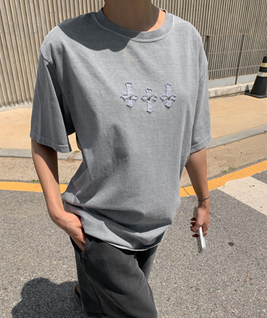 【男女通用】斜挎式颜料短袖长款T恤