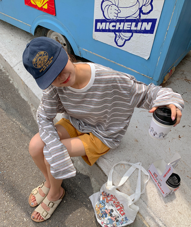 小孩条纹夏天长袖T恤