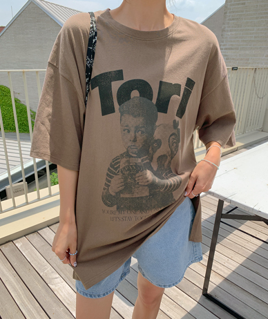 【男女通用】Tory Crack印花开衩短袖长袖T恤