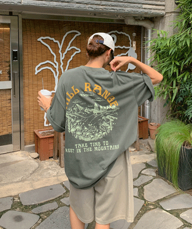【男女通用】Hilange印花颜料短袖长款T恤