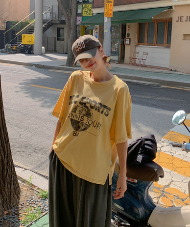 网球印花短袖T恤