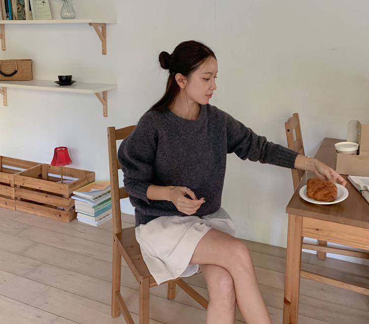 nof 插肩圆品味羊毛针织衫