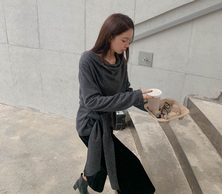 毛茸茸/束带长装T恤